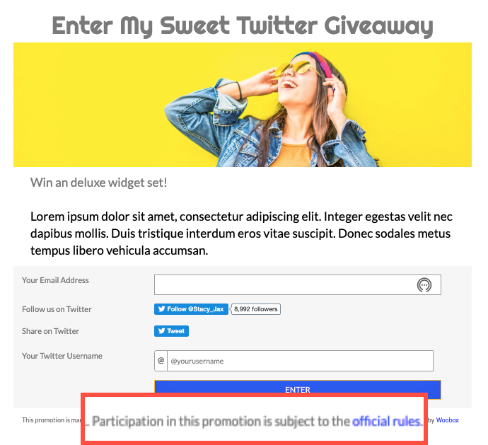 Twitter Giveaway Example Woobox Guide