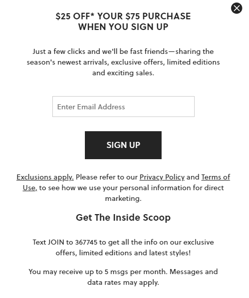 Fossil sign up online offer