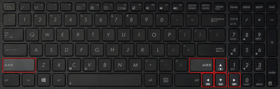 keyboard shortcuts 2 SHIFT + Arrows