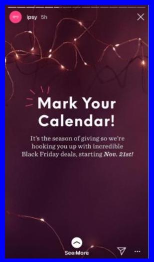 Instagram Stories Marketing Example for Holiday Trends Ideas 2019