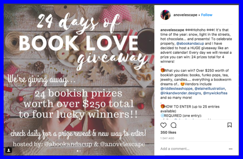 Instagram Book Giveaway Example Holiday Marketing Trends & Ideas