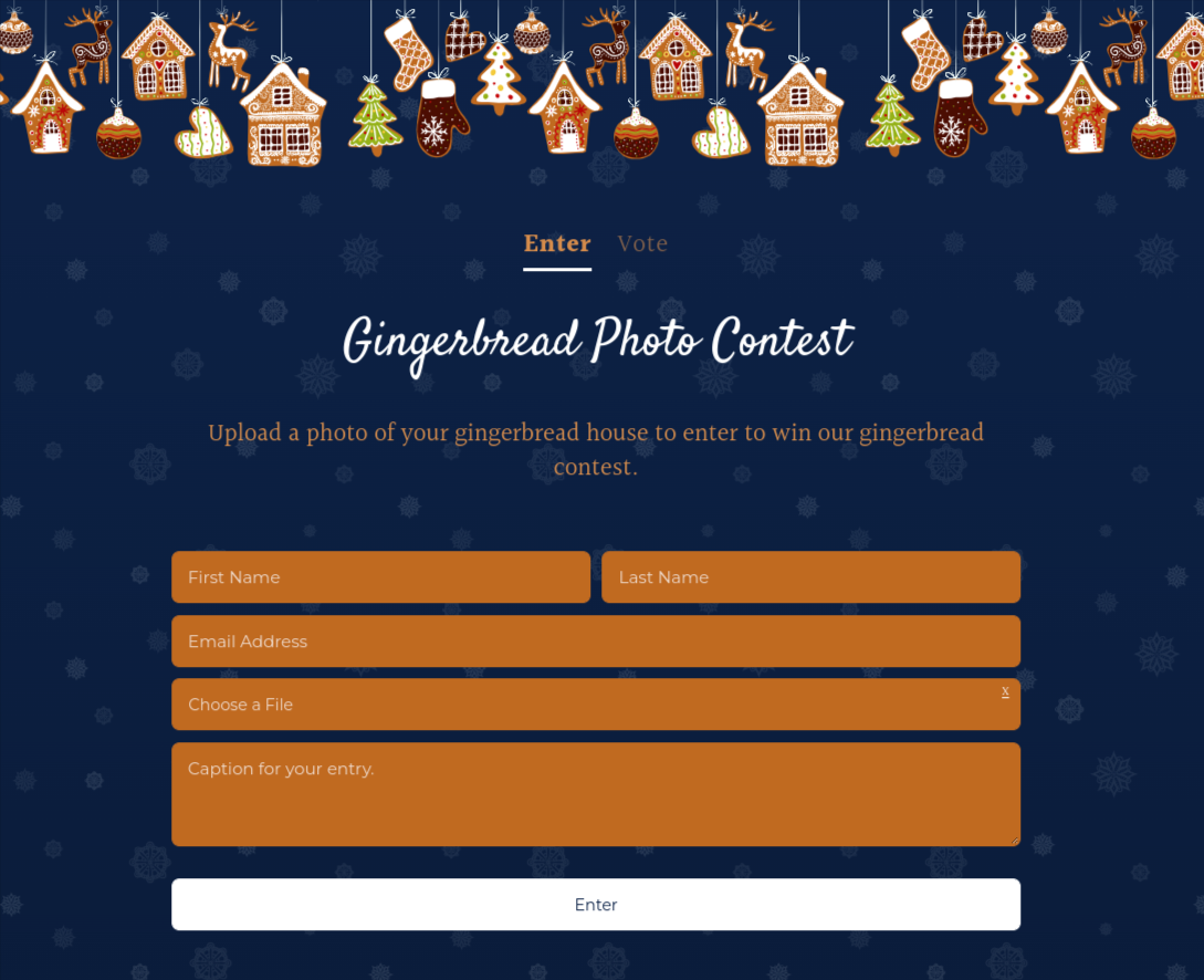 Gingerbread photo contest entry page