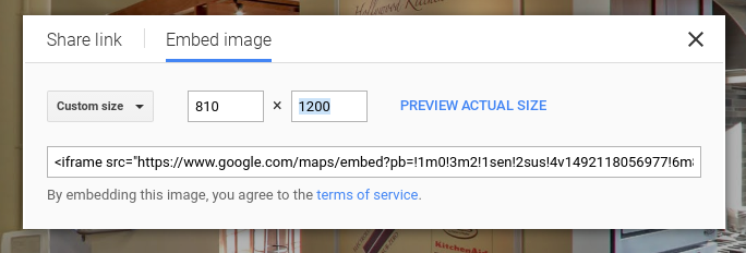360 tour embed size