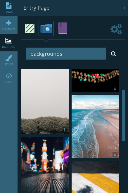 Backgrounds tab