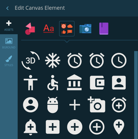 Canvas element - icons menu