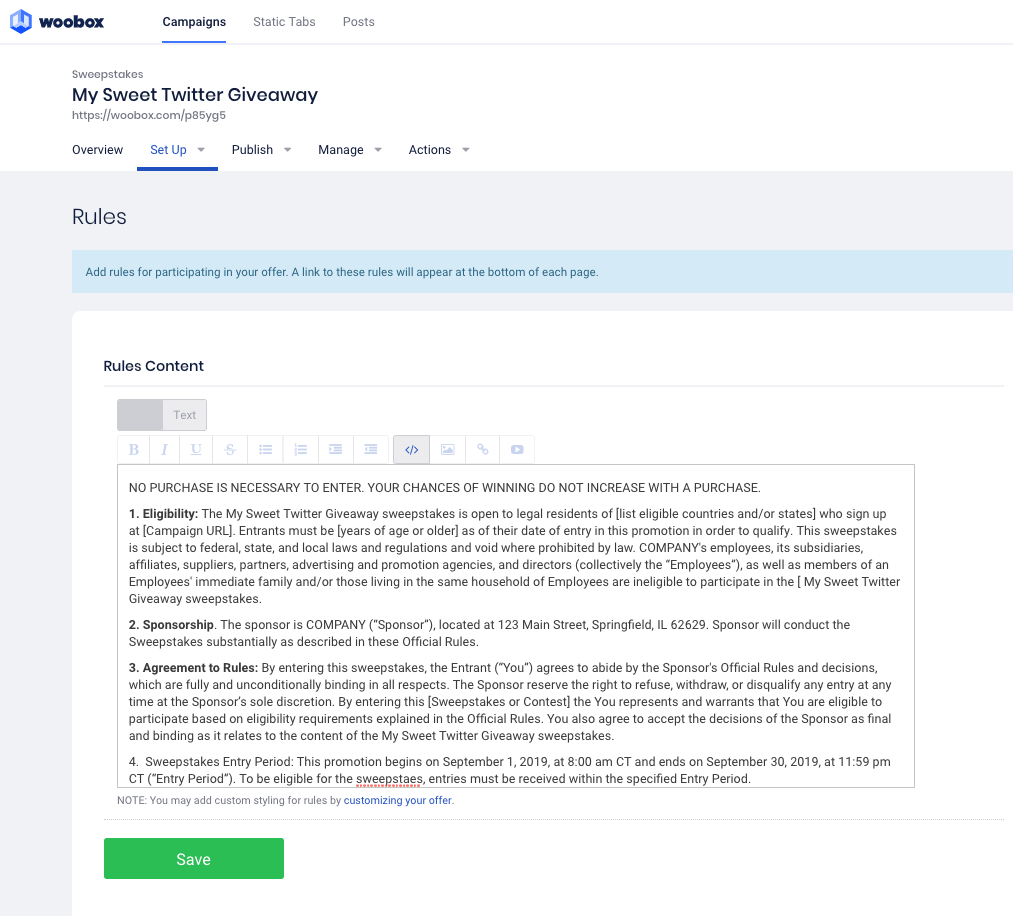Contest & Giveaway Rules Template to Write Your Own Woobox Blog