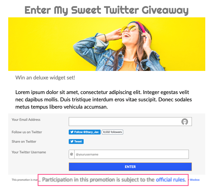 Contest & Giveaway Rules Template to Write Your Own Woobox Blog