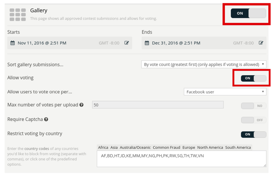Gallery and voting on