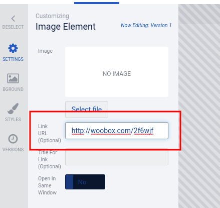 Link URL in image element