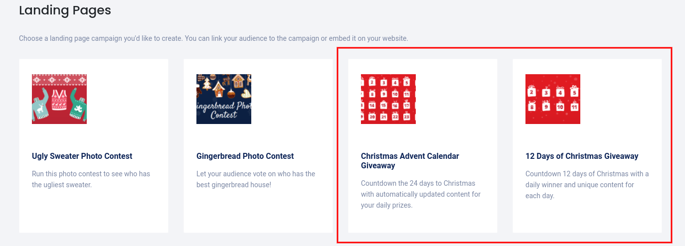 Advent calendar templates