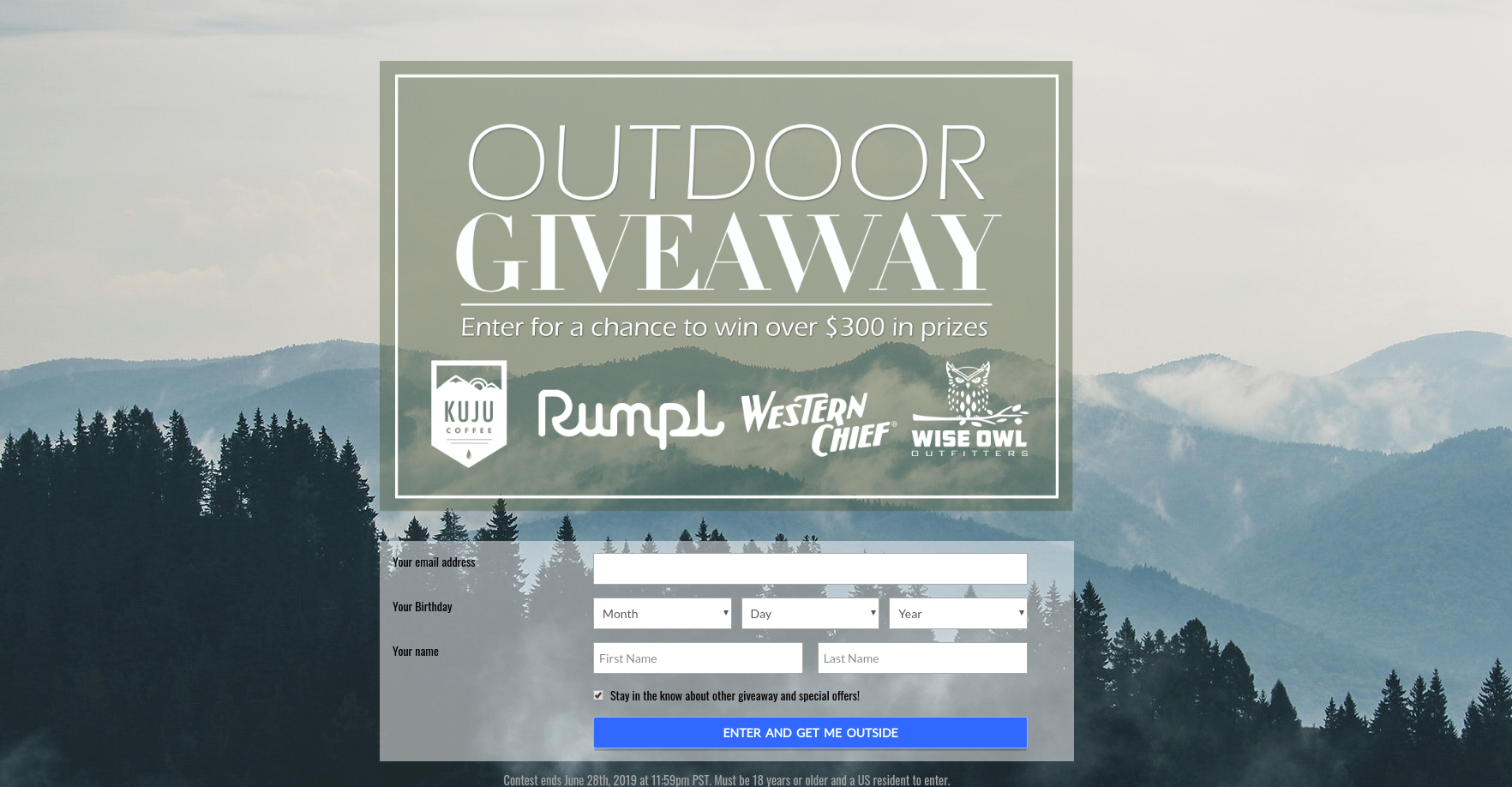 woobox giveaway landing page example custom form branded text